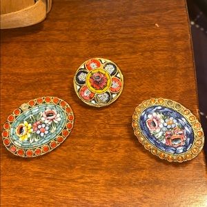 Vintage Italian Mosaic Brooches